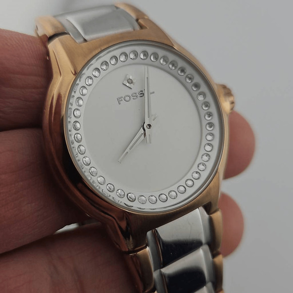 Fossil Dress Collection FS4419 Rose Gold Two Tone Watch New Battery - Picture 3 of 8
